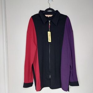 SilverSilk Full Zip Silk Blend Colorblock Cardigan Sweater Size XL NWT
